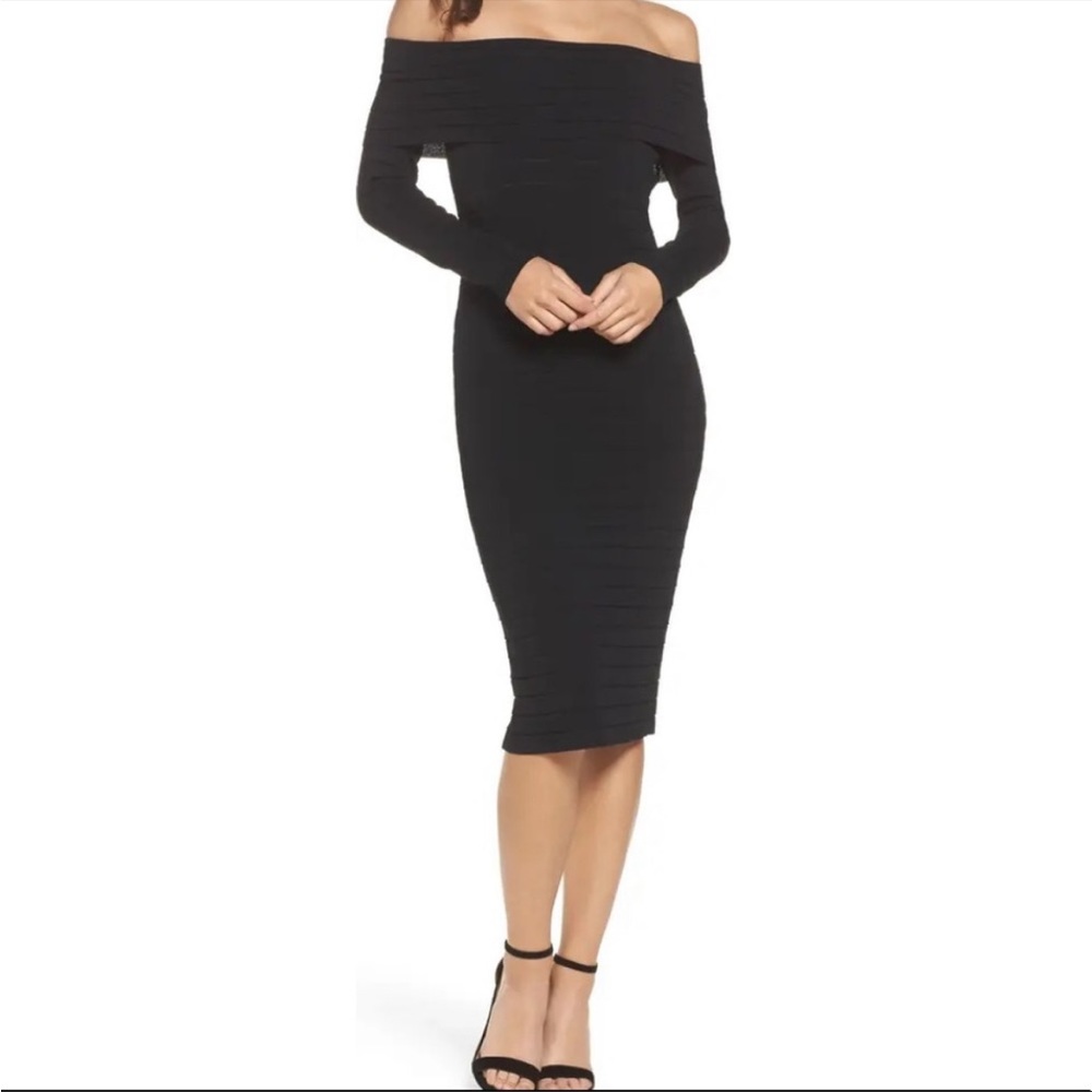 NWT Eliza J Women's Bandage Off The Shoulder Midi Dress